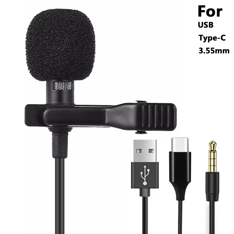 Type C Adapter - 3,5 мм мини-портативный петличный микрофон для