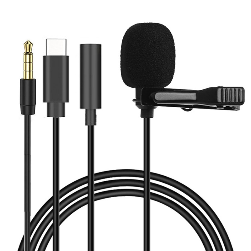 Type C Adapter - 1,5 м мини-портативный петличный микрофон, конденсаторный